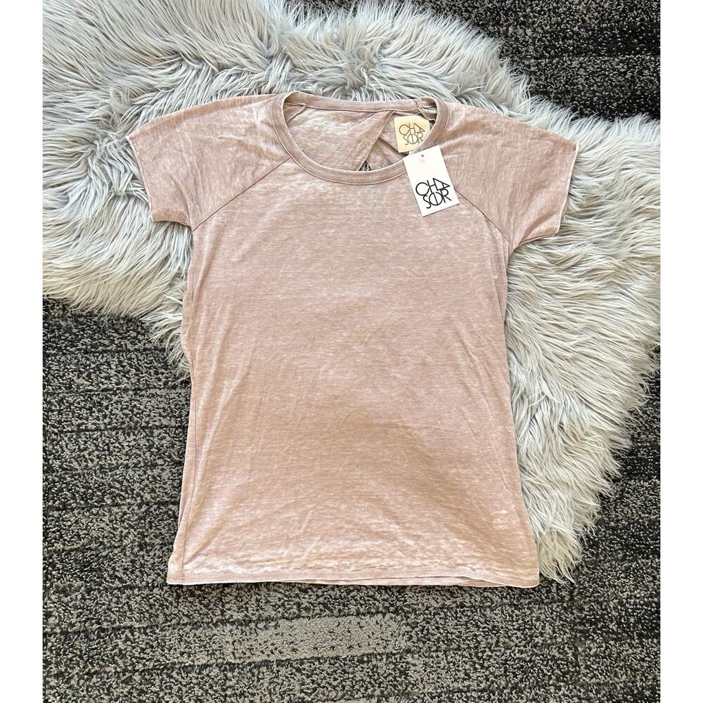 Chaser Women’s Open Back Burn Out T Size Small Mauve/Tan